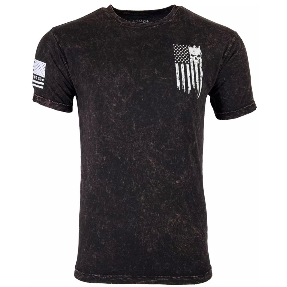 Howitzer Style Men's T-Shirt PATRIOT TORN Black Lava Wash Military Grunt - Picture 3 of 15